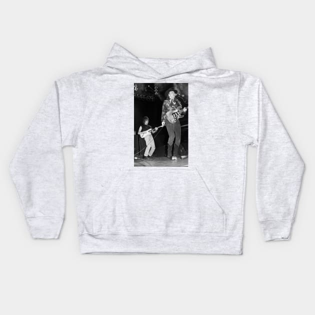 Jeff Beck and Stevie Ray Vaughan BW Photograph Kids Hoodie by Concert Photos